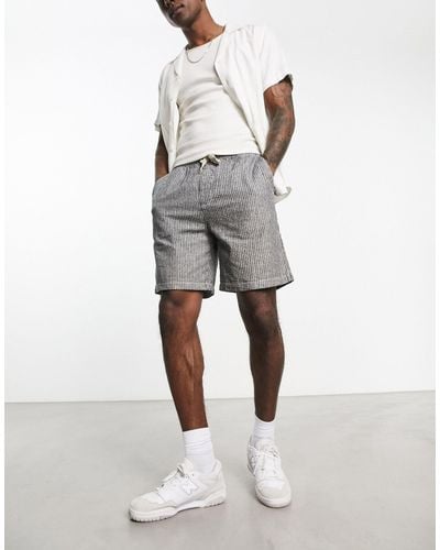 Pull&Bear Linen Shorts - Gray