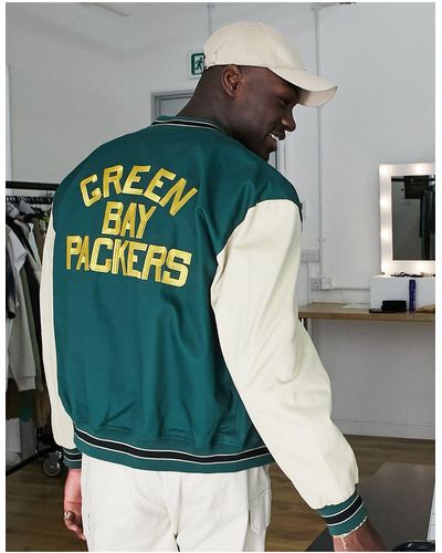 ASOS Oversized Varsity Jack Met Packers-print - Groen