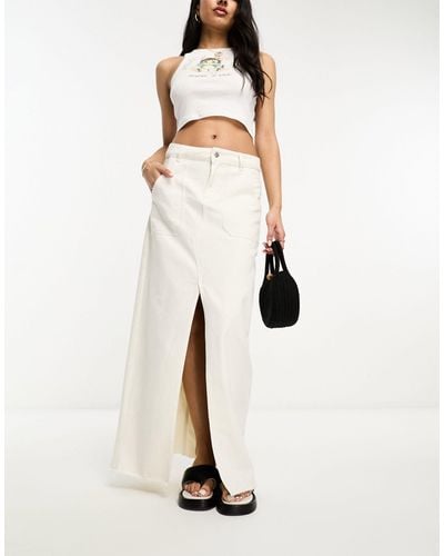 Miss Selfridge Denim Pocket Detail Maxi Skirt - Natural