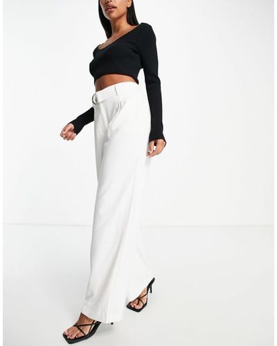 Forever New Tailored Belted Wide Leg Pants - White