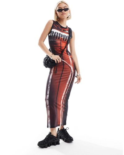 Collusion Sports Fitted Maxi Vest Dress - Red