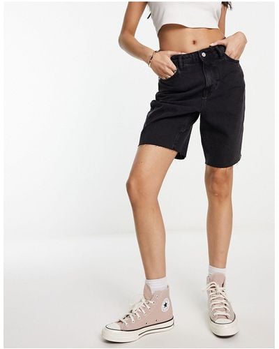New Look Longline Denim Shorts - Black