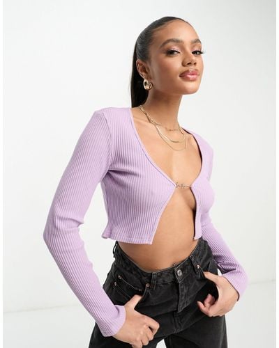 Sixth June Open Front Long Sleeve Chain Detail Top - Pink