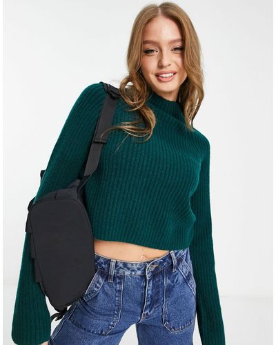 Monki Ribbed Knitted Sweater - Green