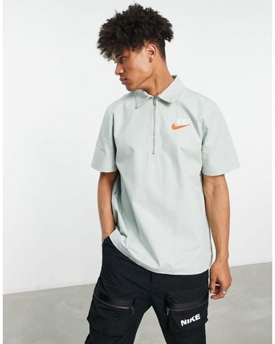 Nike – trend – oversize-hemd mit kurzem reißverschluss - Grün