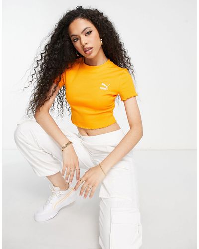 PUMA Crop Top Met Geschulpte Zoom - Oranje