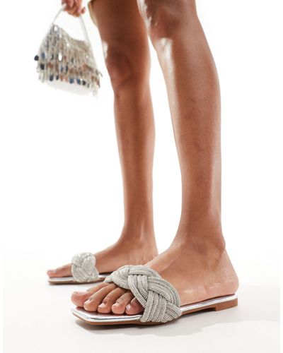 Truffle Collection Embellished Strap Mules - Metallic