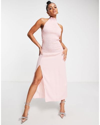 Trendyol Maxi Dress With Lace Up Back - Pink