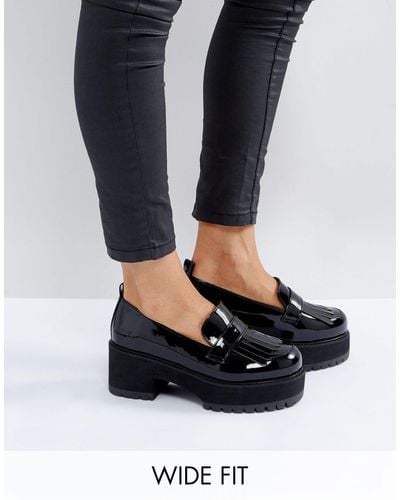 ASOS Asos Opaque Wide Fit Chunky Heeled Shoes - Black