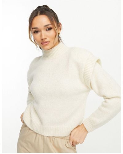 Mango Shoulder Detail Sweater - White