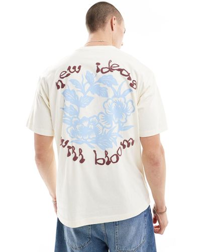 Pull&Bear Botanical Backprinted T-shirt - White