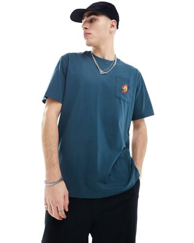 adidas Originals T-shirt navy con logo sulla tasca - Blu
