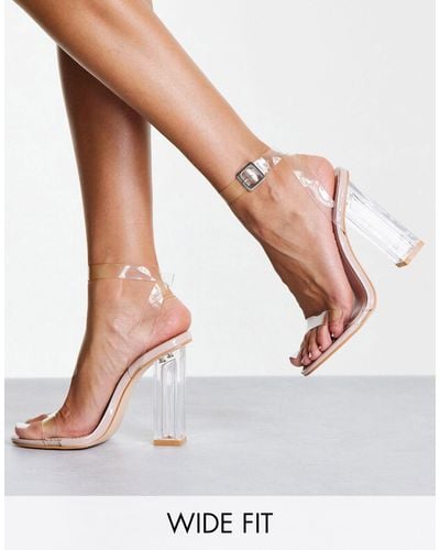 Public Desire Alia - sandales à talon avec lanières transparentes - Blanc