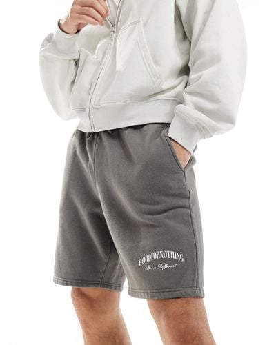 Good For Nothing Logo Print Jersey Shorts - Grey