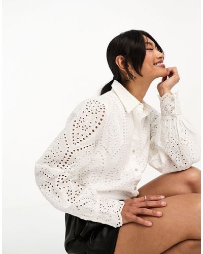 Y.A.S Broderie Shirt With Scalloped Cuffs - White