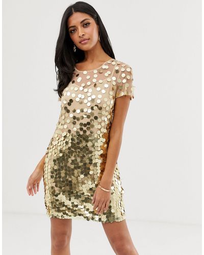 French Connection Basu Sequined Shift Dress - Metallic