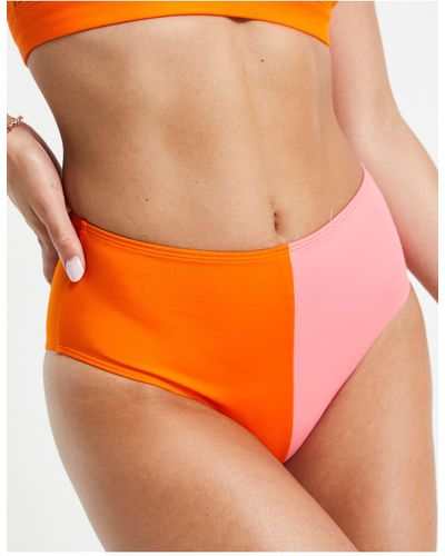 Monki Bikinibroekje Met Kleurvlakken - Oranje