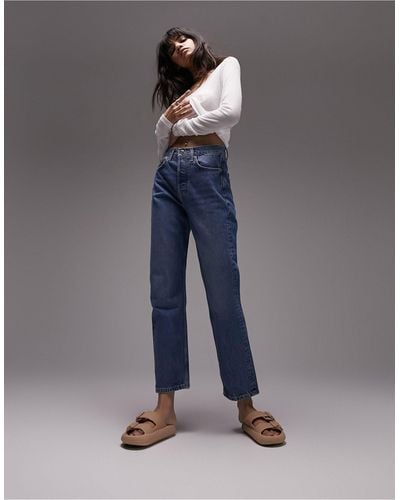 TOPSHOP Editor Recycled Cotton Straight Leg Jeans - Blue