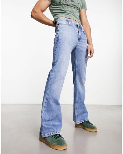 ASOS Jeans a zampa lavaggio medio vintage - Blu
