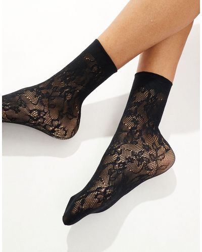 Pretty Polly Lace Sheer Socks - Black