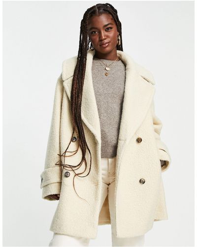 ASOS Double Breasted Pea Coat - Natural