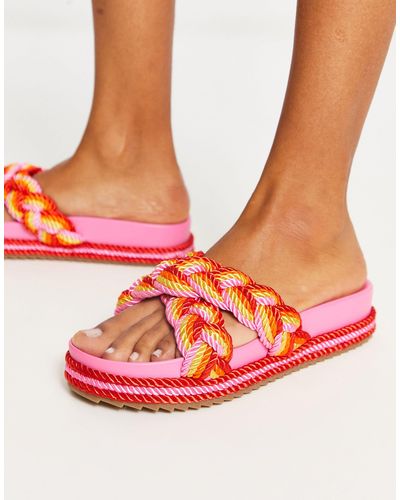 ASOS Jasmine Plaited Espadrille Footbed Sandals - Pink