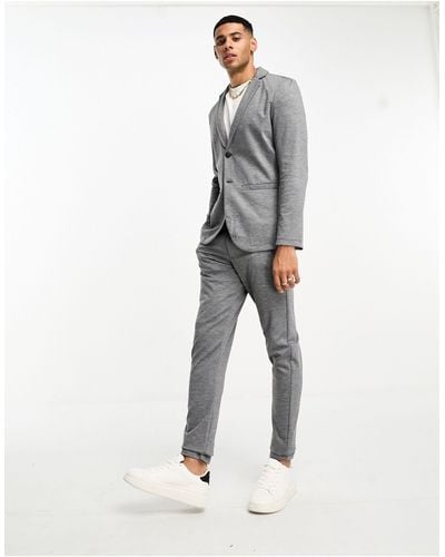 Jack & Jones Premium Slim Fit Jersey Suit Jacket With Slim Trouser - White