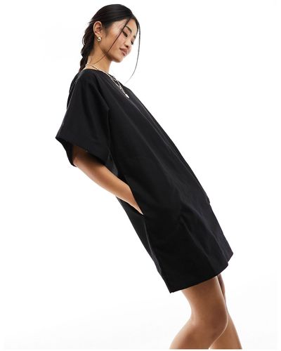 ASOS Twill Boxy T-shirt Mini Dress - Black