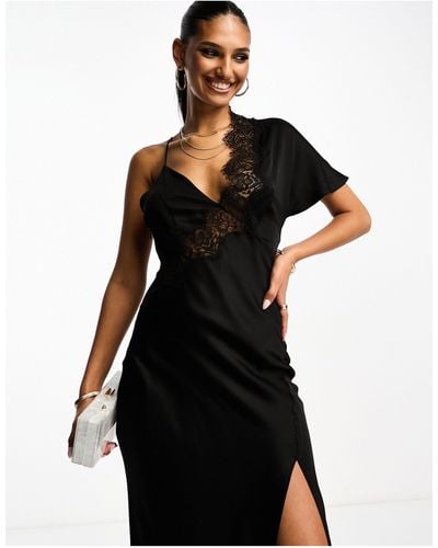 Mango Cami Lace Detail Midi Dress - Black