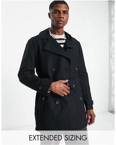 ASOS Shower Resistant Double Breasted Trench Coat - Black