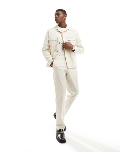 SELECTED Linen Mix Suit Trousers - White