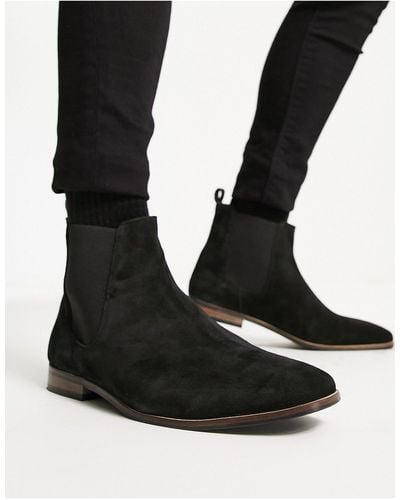 French Connection Suede Chelsea Boots - Black