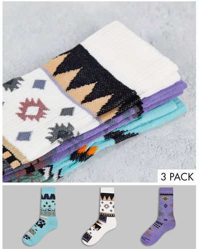 ASOS Confezione da tre paia di calzini con stampa azteca - Multicolore