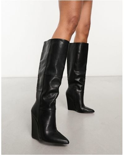 ASOS Carmella Heeled Wedge Boots - Black