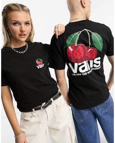 Vans Uniseks T-shirt Met Kersenprint Op - Zwart