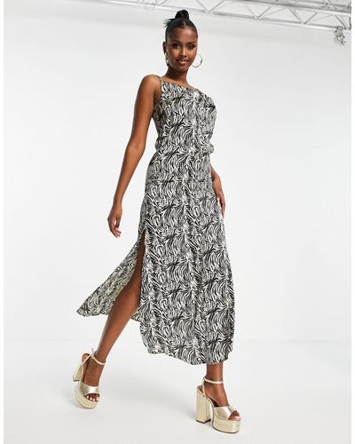 AX Paris Maxi-jurk Met Gedrapeerde Halslijn En Zebraprint - Meerkleurig