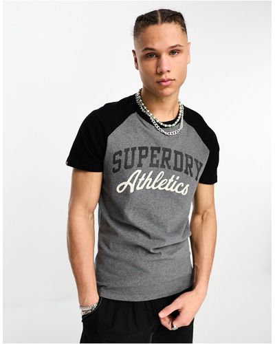 Superdry Vintage athletic - t-shirt - gris - Noir