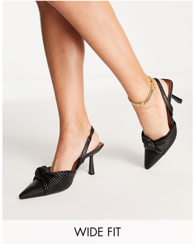 ASOS Soraya - scarpe nere a pianta larga con tacco medio, nodo e cinturino posteriore - Nero