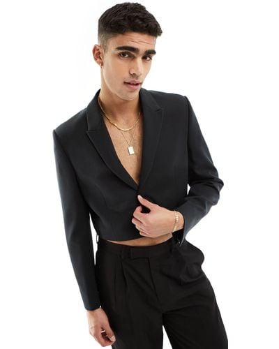 ASOS Skinny Crop Suit Jacket - Black