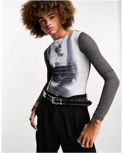 Collusion Muscle Ribbed Top With X-ray Print - Black
