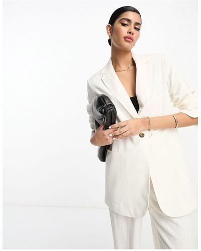 ASOS Slim Fit Suit Blazer With Linen - White
