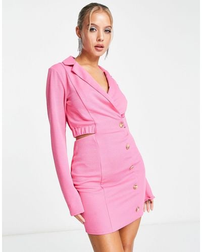 ASOS Mini Blazer Dress With Cut Out Detail - Pink
