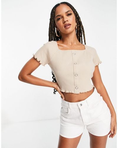 NA-KD Baby Lock Cropped Top - White