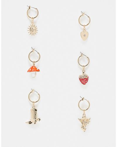 Reclaimed (vintage) Fun Charm Mix And Match Earrings - White