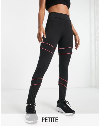Threadbare Fitness Petite Gym leggings With Contrast Piping - Black