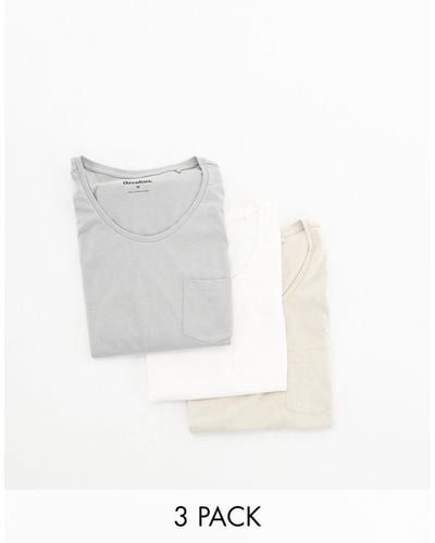 Threadbare 3 Pack Pocket Vest - White