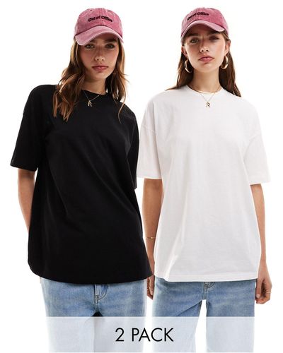Miss Selfridge Oversized T-shirt 2 Pack - Black