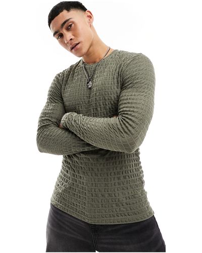 ASOS Muscle Fit Long Sleeve T-shirt - Green