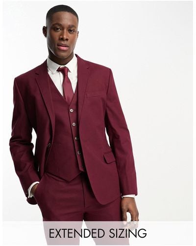 ASOS Slim Linen Mix Suit Jacket - Red