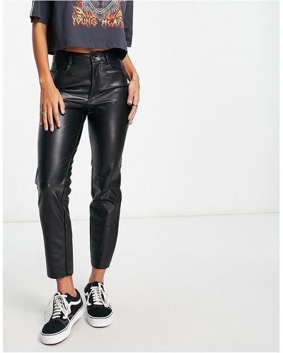 ONLY Emily Faux Leather Ankle Pants - Black